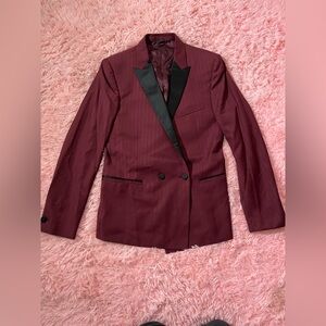 Versace Burgundy Tuxedo Blazer Satin Peak Lapel Medusa Lined Italy Mens 48